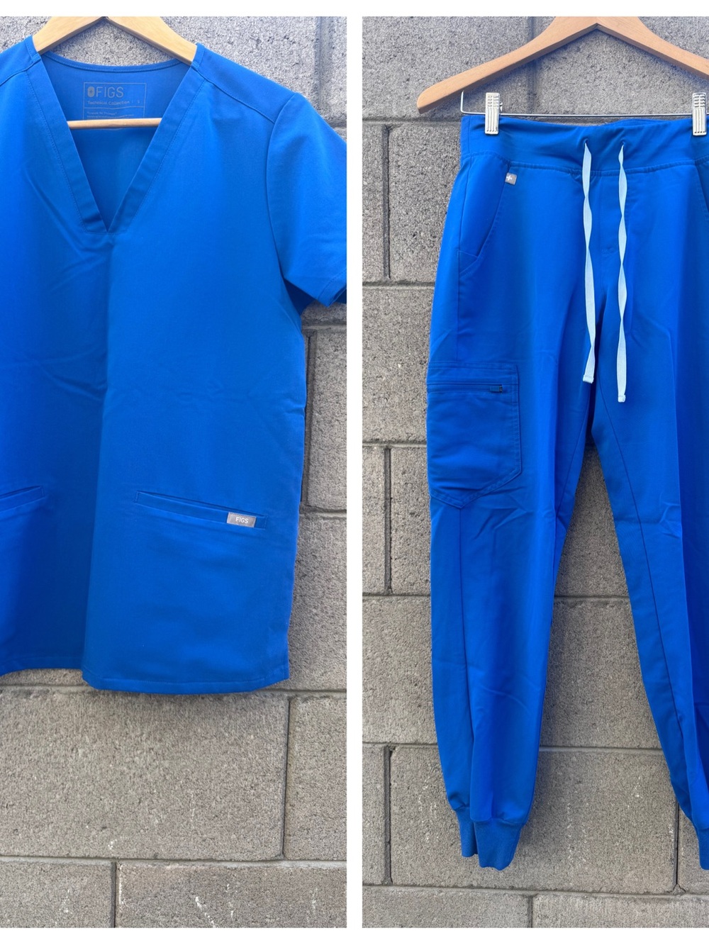 Figs Royal Blue Casma Scrub Top and High-Rise Zamora Jogger Pants Set small